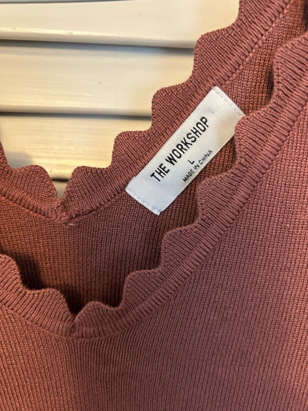 The Workshop Dusty Plum Scalloped Edge Tank Top Women’s Size Large - Picture 5 of 8